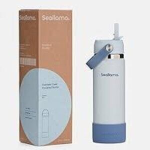 last one! SEA LLAMA  COSTAL BLUE STAINLESS STEEL INSULATED WATER BOTTLE 21OZ NEW
